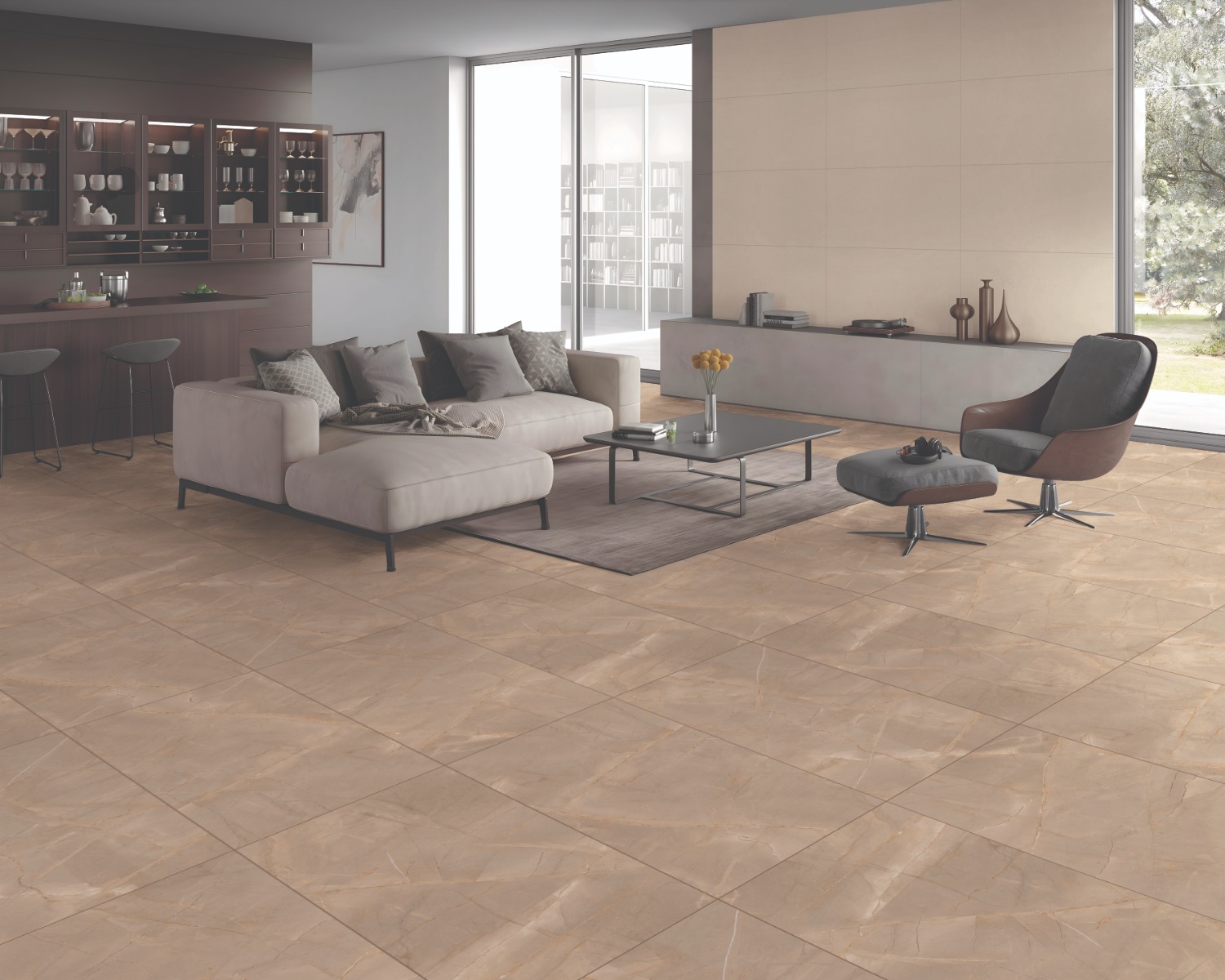 Glossy 3d Porcelain Floor Tiles, 2x2 Feet(600x600 mm)