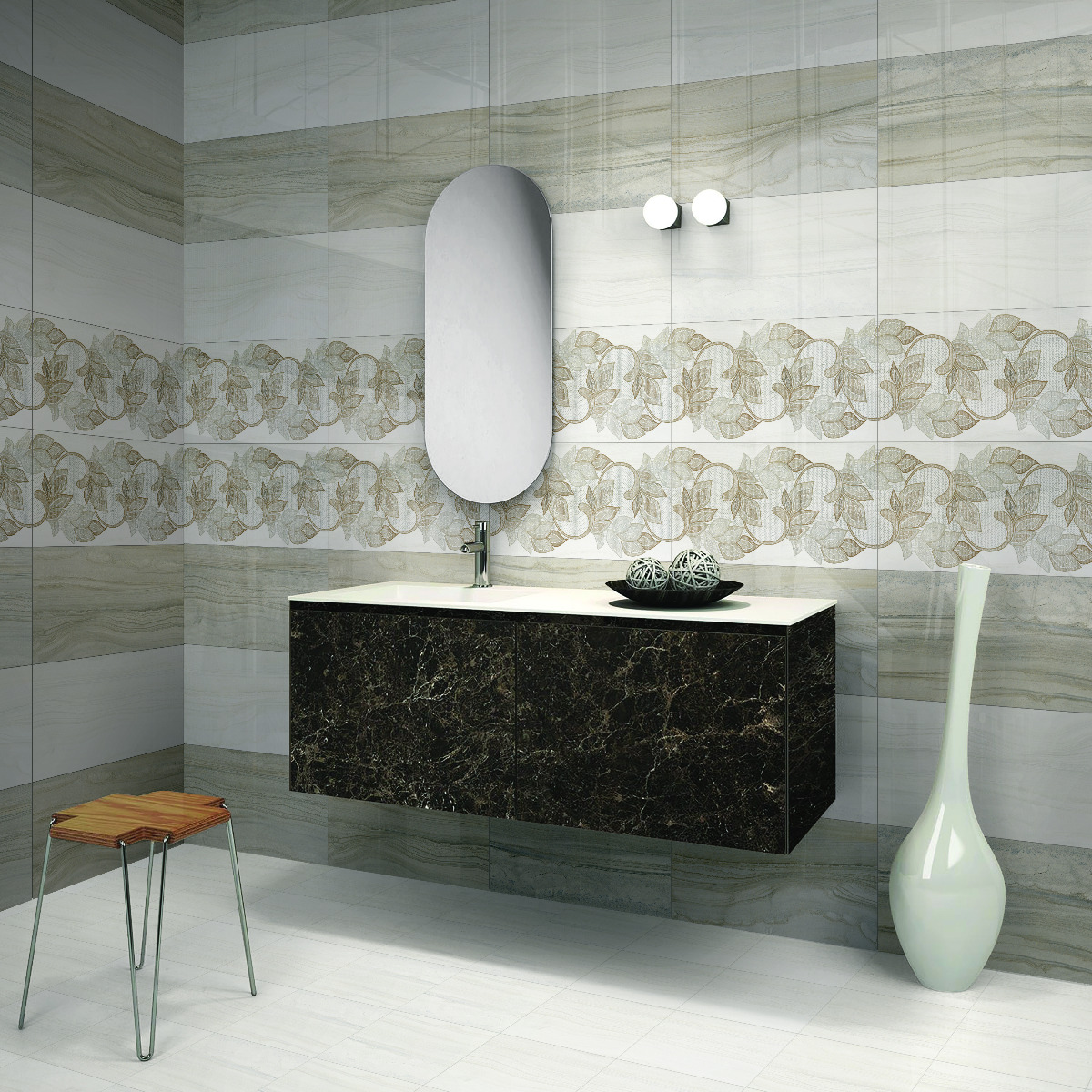 Buy ODG Embroidery Beige DK Wall Tiles Online | Orientbell Tiles