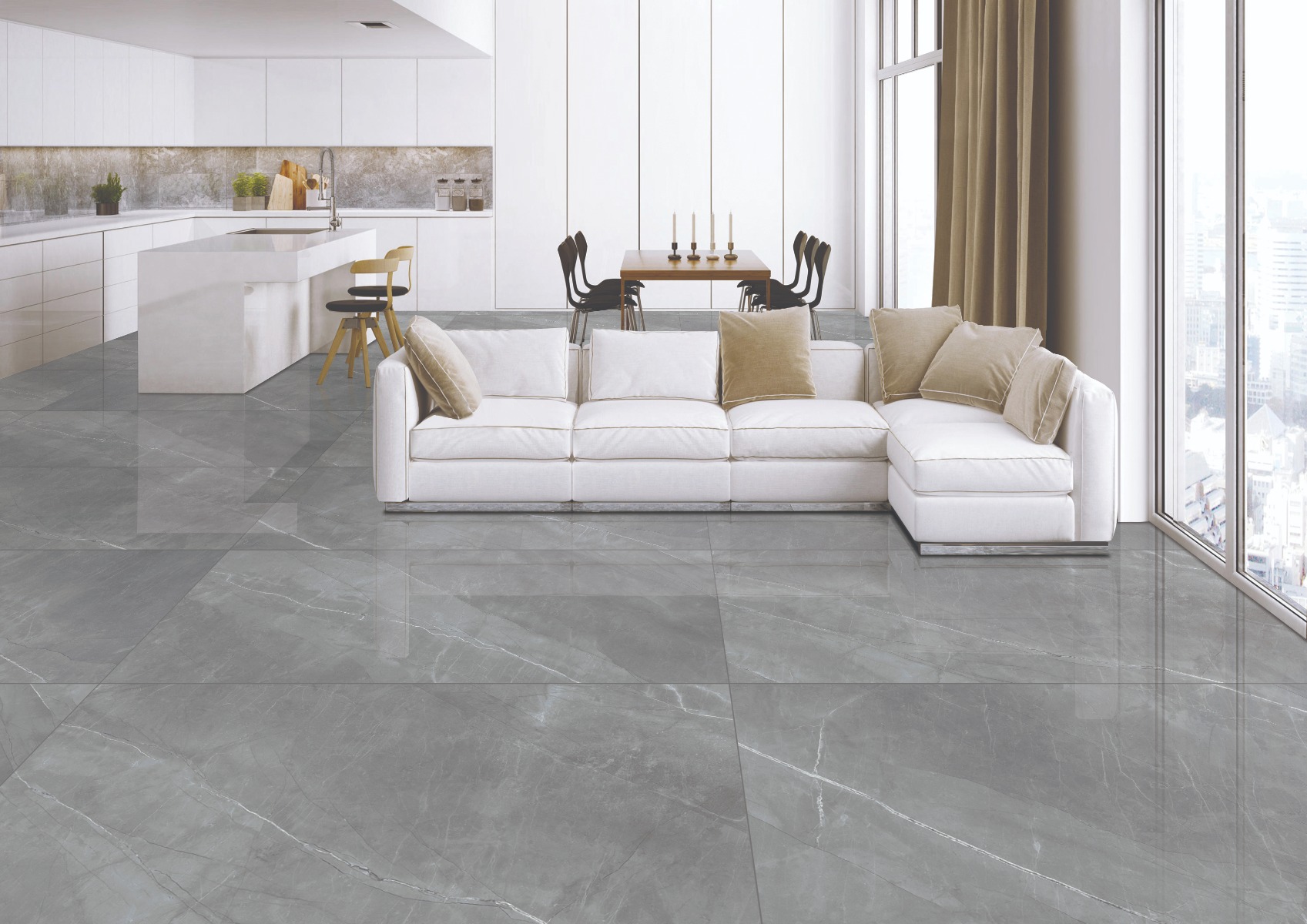 Buy PGVT Armani Marble Grey Dk Floor Tiles Online Orientbell Tiles