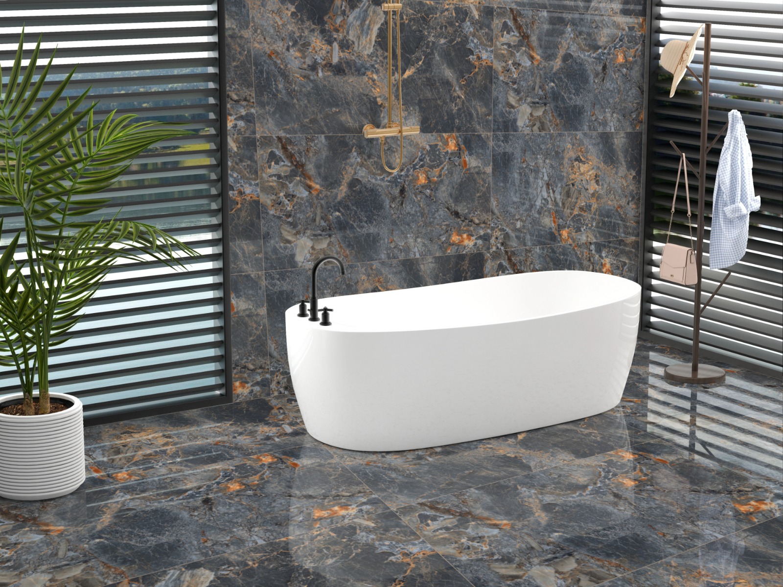 Buy 600x1200 Super Gloss Breccia Paradiso Blue Online | Orientbell
