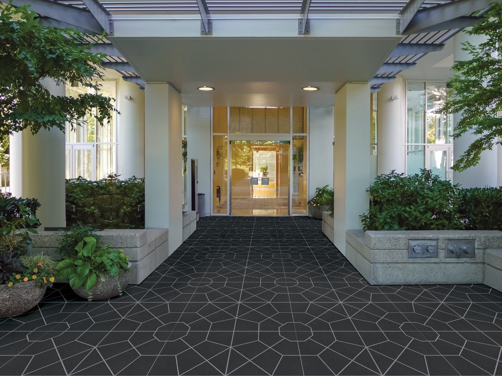 Buy 400x400 TL Hexa Arc Nero Floor Tiles Online | Orientbell Tiles