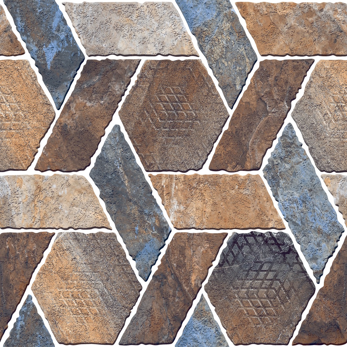 Buy 400x400 TL Multi Hexa Brick Floor Tiles Online | Orientbell Tiles